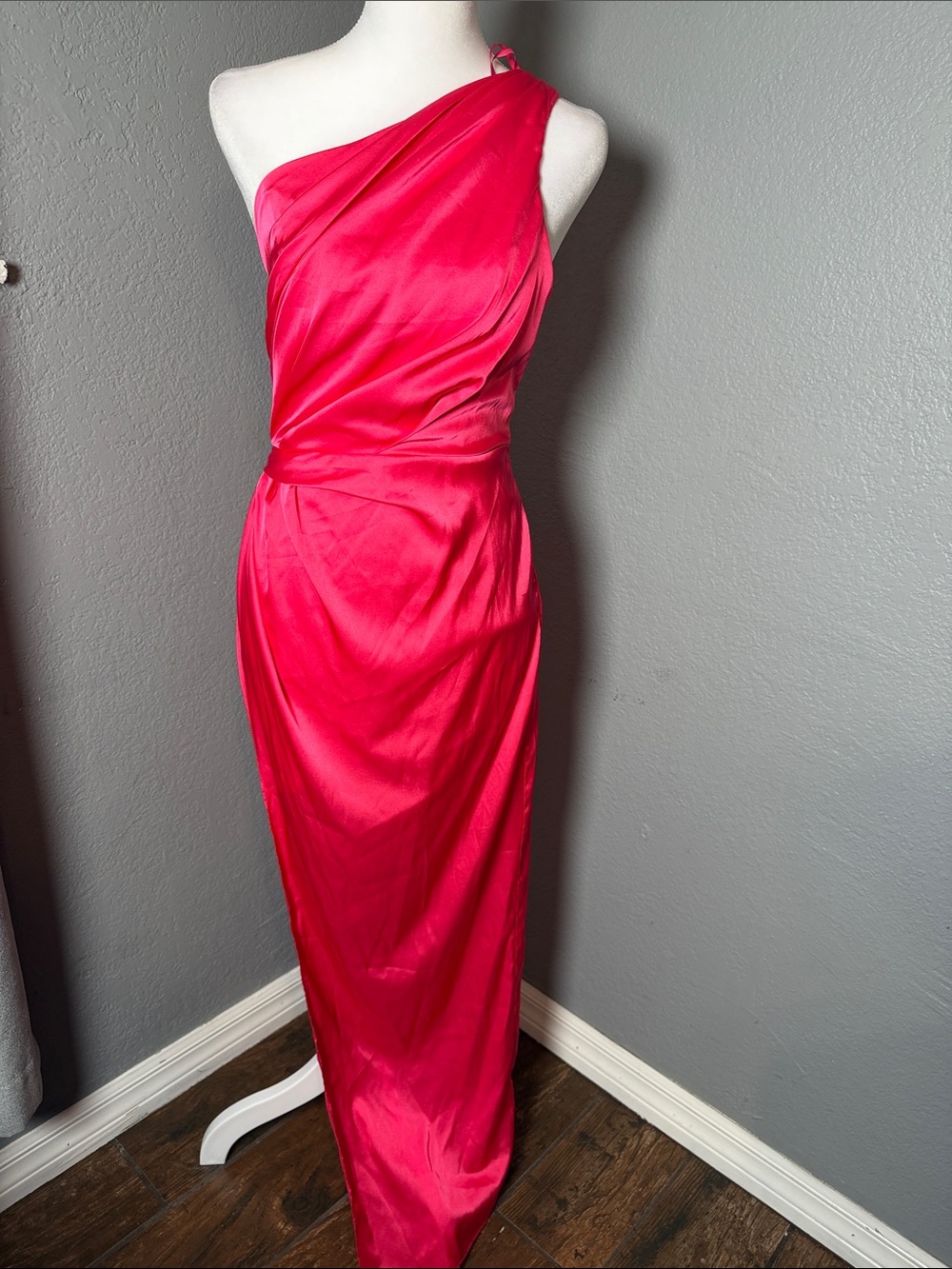 NWOT One-Shoulder Fuchsia Evening Gown